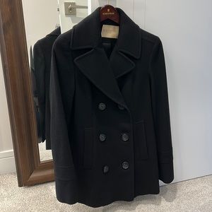 Fleurette black pea coat, size 4. 100% Italian wool fabric by Loro Piana!